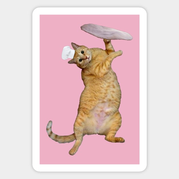 Flippin' Pizza Cat; NO TEXT Magnet by RawSunArt